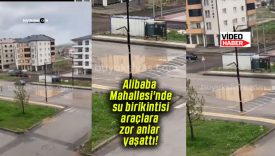 Alibaba Mahallesi’nde su birikintisi araçlara zor anlar yaşattı!