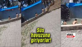 Sivas’ta gençler serinlemek için süs havuzuna giriyor! Sosyal alan eksikliği tepki çekiyor!