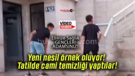 Yeni nesil örnek oluyor! Tatilde cami temizliği yaptılar!
