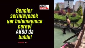 Gençler serinleyecek yer bulamayınca çareyi AKSU’da buldu!