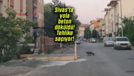 Sivas’ta yola beton döküldü! Tehlike saçıyor!