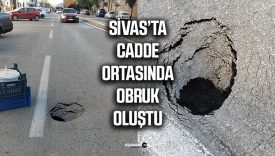 Sivas Orhangazi Mahallesi’nde cadde ortasında obruk oluştu: Vatandaş kendi çözümünü üretti