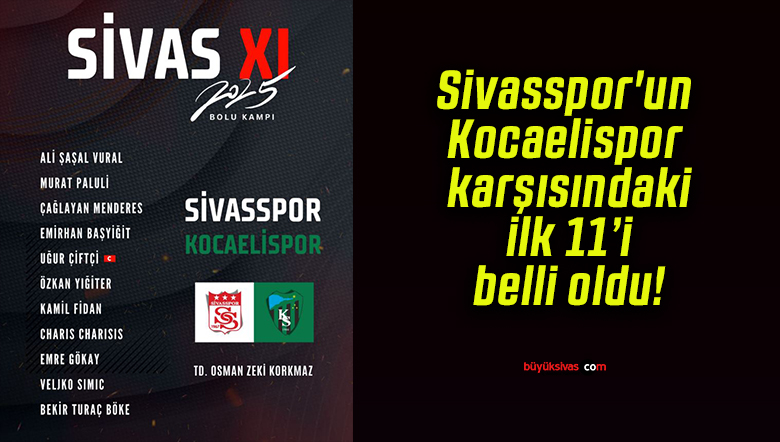 Sivasspor’un Kocaelispor karşısındaki ilk 11’i belli oldu!