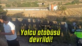Yolcu otobüsü devrildi!