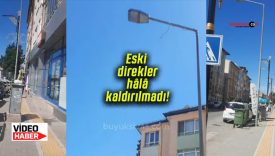 Sivas’ta yenilenen cadde üzerinde eski direkler hâlâ kaldırılmadı! Vatandaş tepkili!