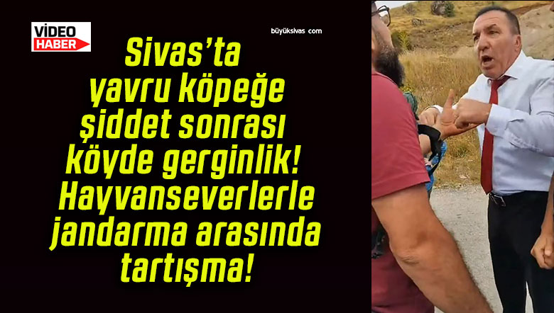 Sivas’ta yavru köpeğe şiddet sonrası köyde gerginlik! Hayvanseverlerle jandarma arasında tartışma!