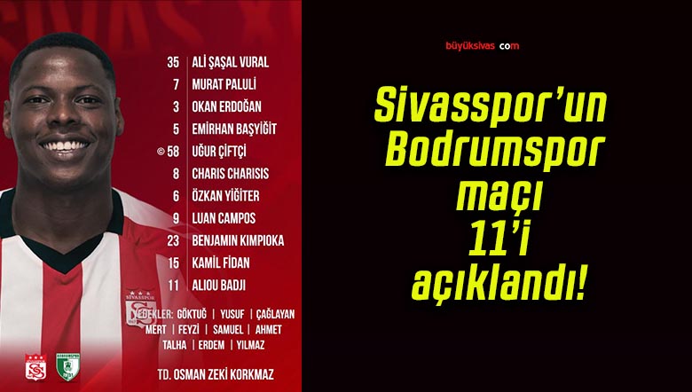 Sivasspor’un Bodrumspor maçı 11’i açıklandı!