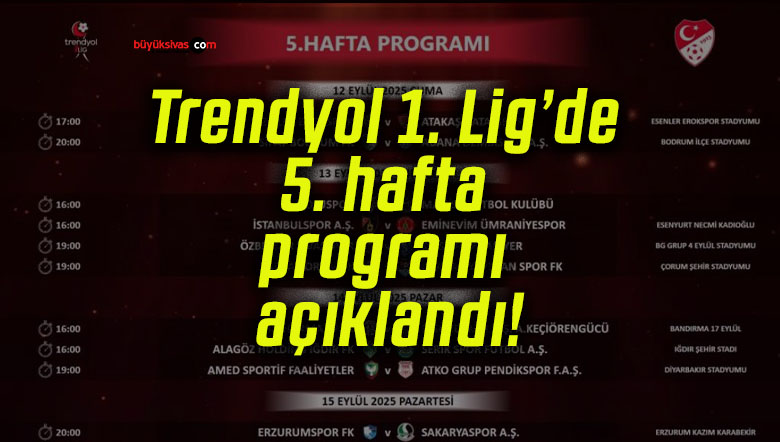 Trendyol 1. Lig’de 5. hafta programı açıklandı!