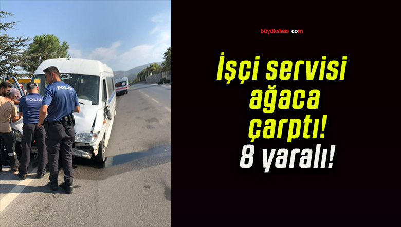 İşçi servisi ağaca çarptı! 8 yaralı!