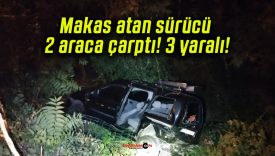 Makas atan sürücü 2 araca çarptı! 3 yaralı!