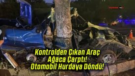 Kontrolden Çıkan Araç Ağaca Çarptı! Otomobil Hurdaya Döndü!