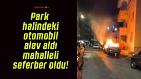 Park halindeki otomobil alev aldı mahalleli seferber oldu!