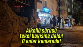 Alkollü sürücü tekel bayisine daldı! O anlar kamerada!