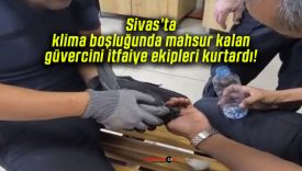 Sivas’ta klima boşluğunda mahsur kalan güvercini itfaiye ekipleri kurtardı!