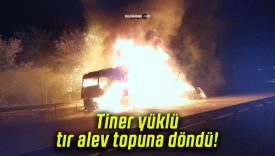 Tiner yüklü tır alev topuna döndü!