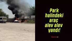 Park halindeki araç alev alev yandı!