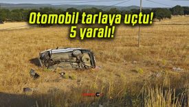 Otomobil tarlaya uçtu! 5 yaralı!