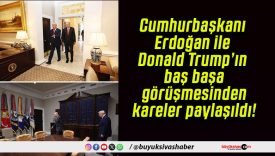 Cumhurbaşkanı Erdoğan ile Donald Trump’ın baş başa görüşmesinden kareler paylaşıldı!