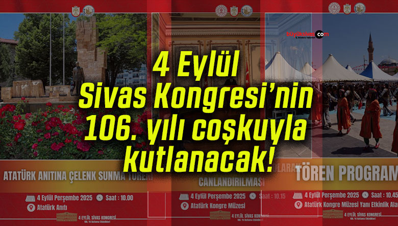 4 Eylül Sivas Kongresi’nin 106. yılı coşkuyla kutlanacak!