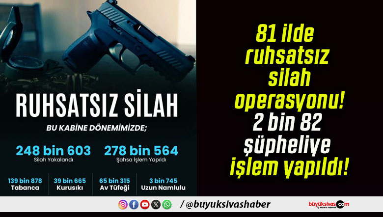 81 ilde ruhsatsız silah operasyonu! 2 bin 82 şüpheliye işlem yapıldı!