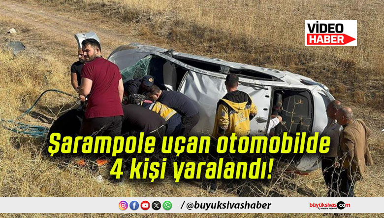 Şarampole uçan otomobilde 4 kişi yaralandı!
