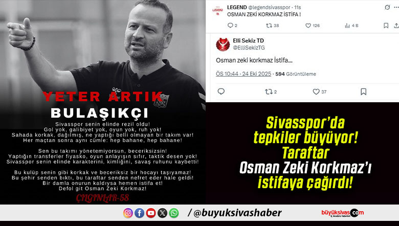Sivasspor’da tepkiler büyüyor! Taraftar Osman Zeki Korkmaz’ı istifaya çağırdı!