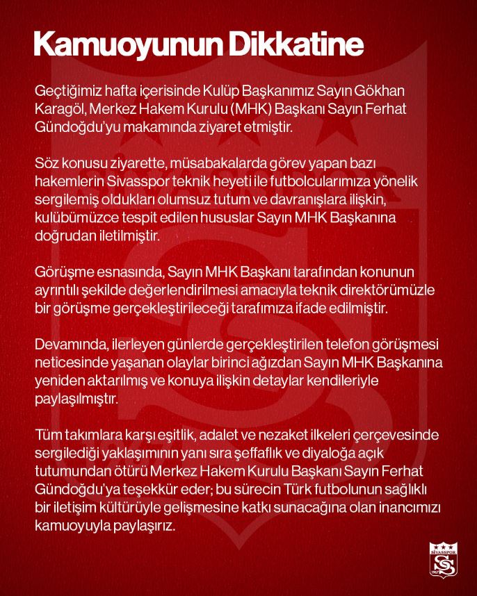 Sivasspor’dan kamuoyuna önemli açıklama!