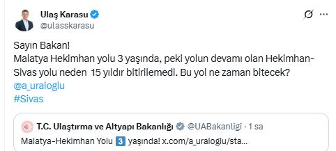 Hekimhan-Sivas yolunun tamamlanmaması tepkiyle karşılandı!