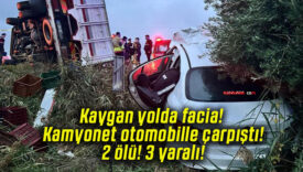 Kaygan yolda facia! Kamyonet otomobille çarpıştı! 2 ölü! 3 yaralı!