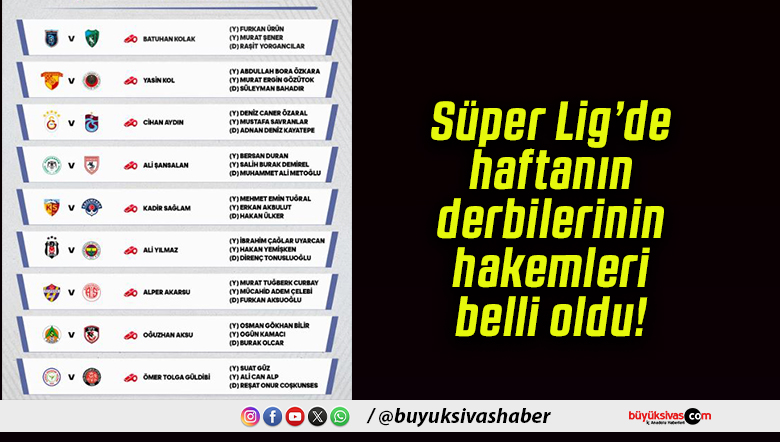 Süper Lig’de haftanın derbilerinin hakemleri belli oldu!