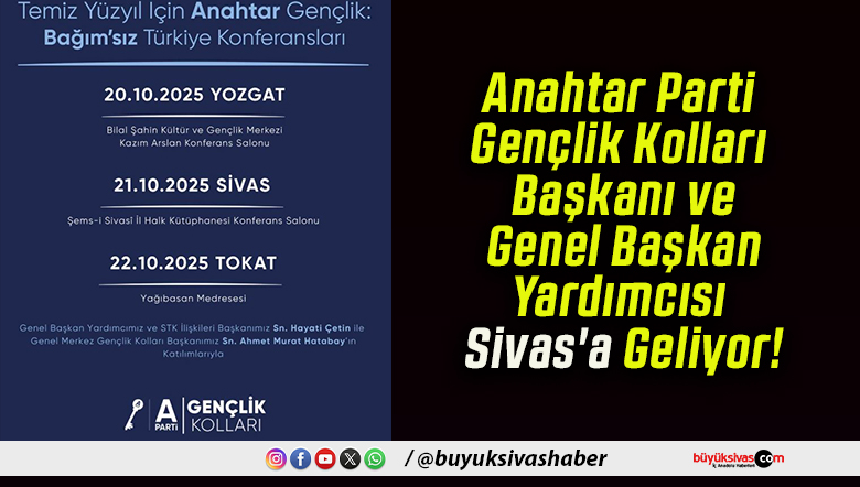 Anahtar Parti Gençlik Kolları Başkanı ve Genel Başkan Yardımcısı Sivas’a Geliyor!