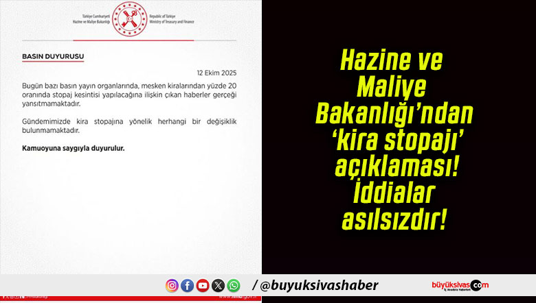 Hazine ve Maliye Bakanlığı’ndan ‘kira stopajı’ açıklaması! İddialar asılsızdır!