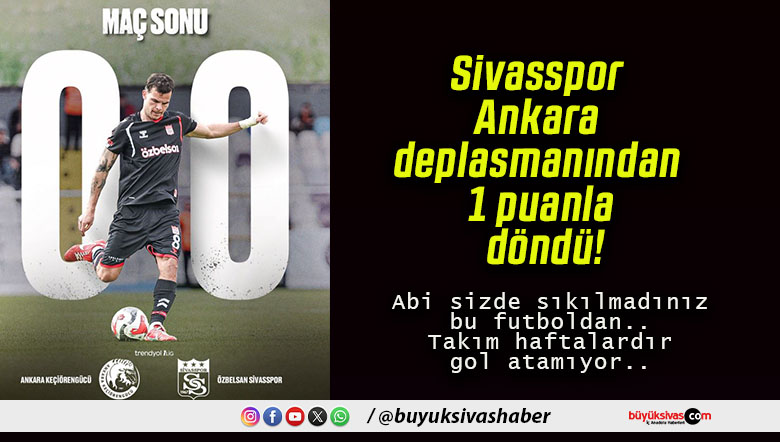 Sivasspor Ankara deplasmanından 1 puanla döndü!