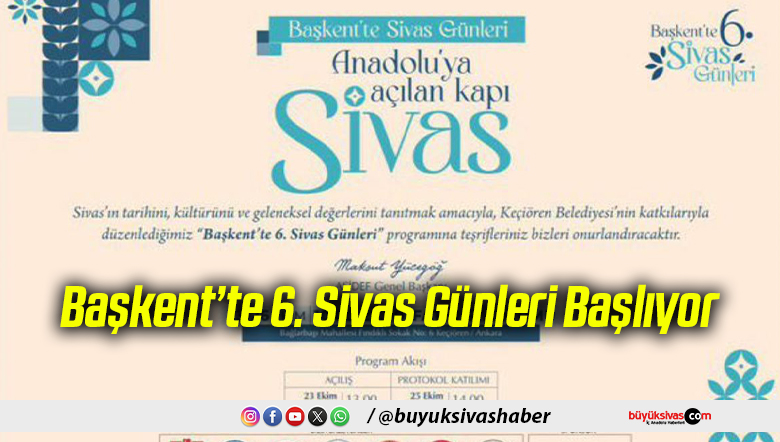 Başkent’te 6. Sivas Günleri Başlıyor