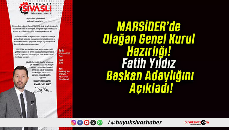 MARSİDER’de Olağan Genel Kurul Hazırlığı! Fatih Yıldız Başkan Adaylığını Açıkladı!