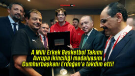 A Milli Erkek Basketbol Takımı Avrupa ikinciliği madalyasını Cumhurbaşkanı Erdoğan’a takdim etti!