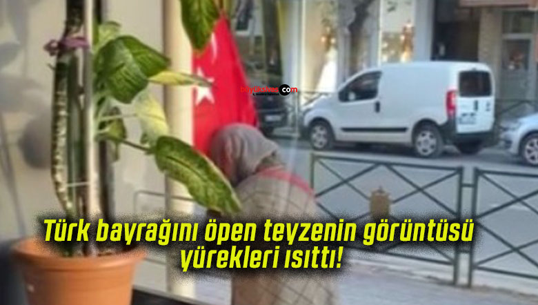 Türk bayrağını öpen teyzenin görüntüsü yürekleri ısıttı!