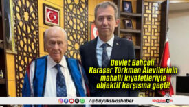 Devlet Bahçeli Karaşar Türkmen Alevilerinin mahalli kıyafetleriyle objektif karşısına geçti!