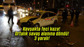 Kavşakta feci kaza! Ortalık savaş alanına döndü! 3 yaralı!