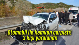 Otomobil ile kamyon çarpıştı! 3 kişi yaralandı!