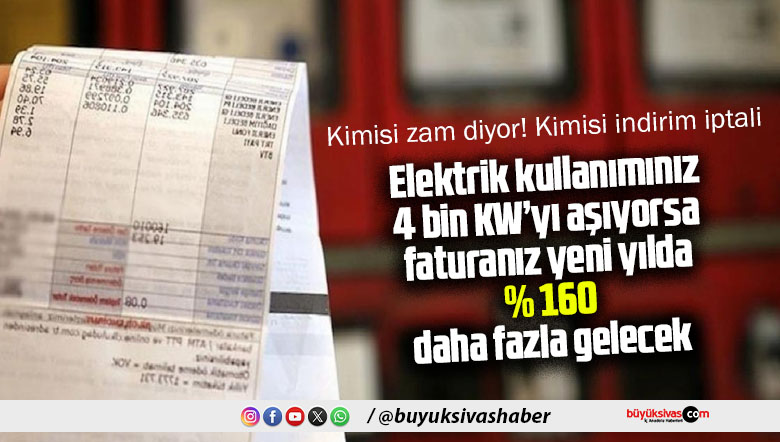 Yeni Yılda 4 Bin Kilovatı Aşan Kullanımlarda Elektrik Faturalarına İndirim Kaldırılıyor