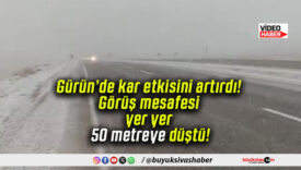 Gürün’de kar etkisini artırdı! Görüş mesafesi yer yer 50 metreye düştü!