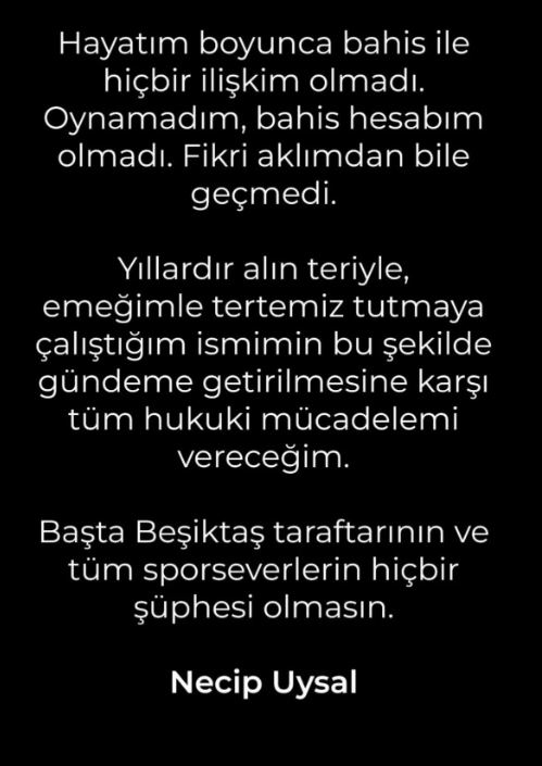 Bahis iddialarına Necip Uysal’dan sert yanıt!