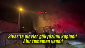 Sivas’ta alevler gökyüzünü kapladı! Ahır tamamen yandı!
