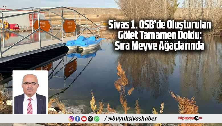 Sivas 1. OSB’de Oluşturulan Gölet Tamamen Doldu: Sıra Meyve Ağaçlarında