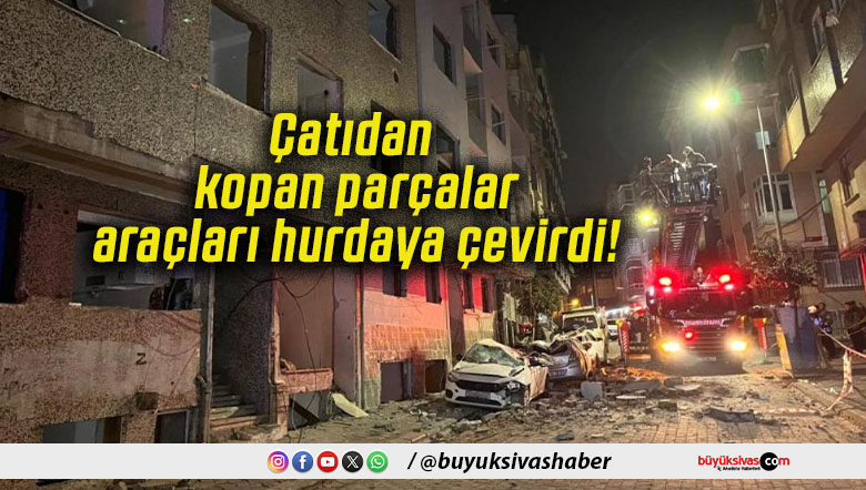 Çatıdan kopan parçalar araçları hurdaya çevirdi!