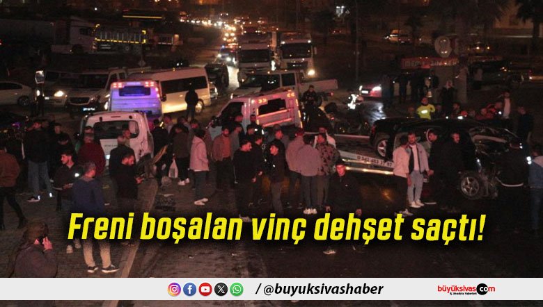 Freni boşalan vinç dehşet saçtı!