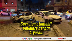 Savrulan otomobil yayalara çarptı! 4 yaralı!