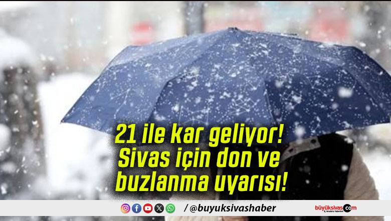 21 ile kar geliyor! Sivas için don ve buzlanma uyarısı!