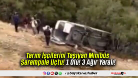 Tarım İşçilerini Taşıyan Minibüs Şarampole Uçtu! 1 Ölü! 3 Ağır Yaralı!